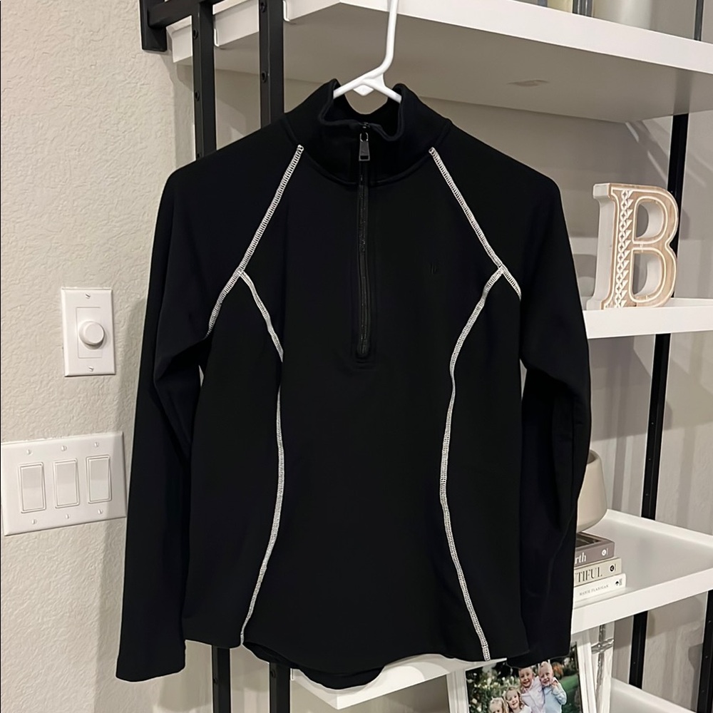 Black Quarter-Zip Pullover with White Accents